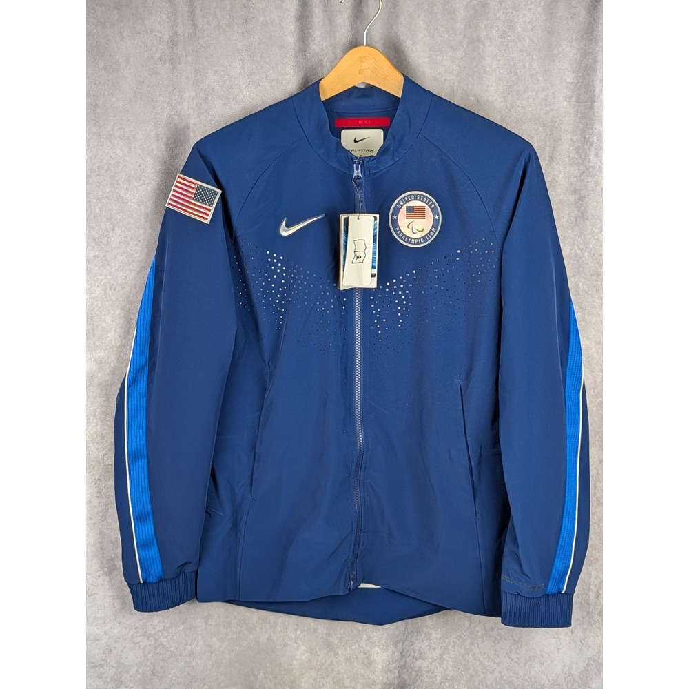 Nike Team USA Paralympic Training Jacket Womens Small Navy Blue Dri-FIT